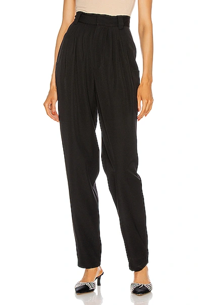 Shop Alessandra Rich Light Wool High Waisted Trousers In Black