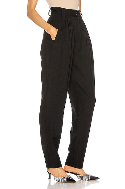 Shop Alessandra Rich Light Wool High Waisted Trousers In Black
