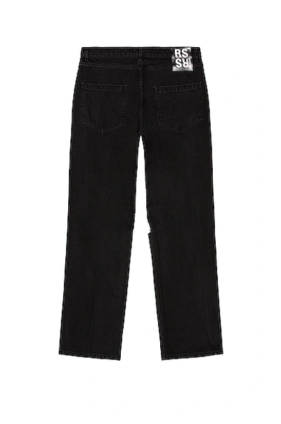 Shop Raf Simons Relaxed Fit Denim Pants With Cut Out Knee Patches In Black