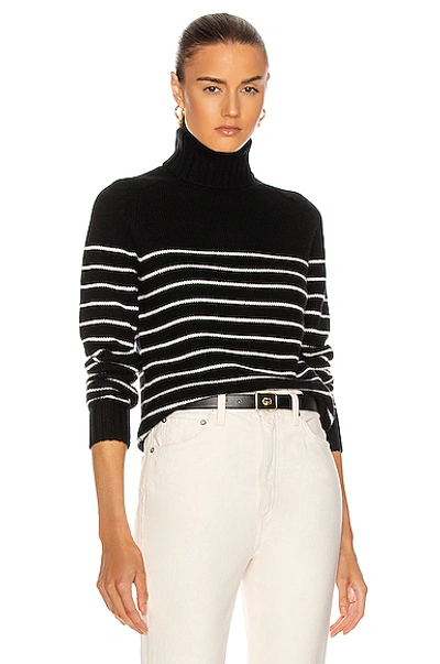 Shop Nili Lotan Molly Turtleneck Sweater In Black & Ivory Stripe