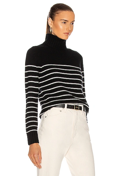 Shop Nili Lotan Molly Turtleneck Sweater In Black & Ivory Stripe
