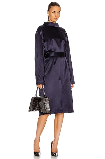 Shop Balenciaga Back To Front Dress In Dark Navy