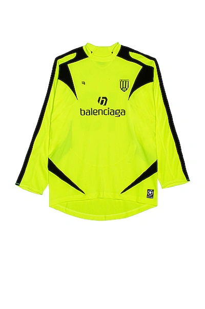 Shop Balenciaga Long Sleeve Soccer T-shirt In Fluo Yellow & Black