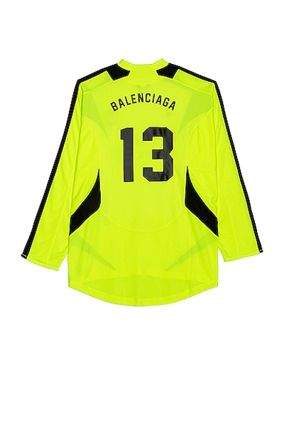 Shop Balenciaga Long Sleeve Soccer T-shirt In Fluo Yellow & Black