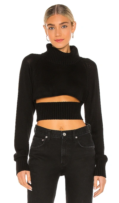 Shop Nbd Winston Cropped Turtleneck Sweater In Black