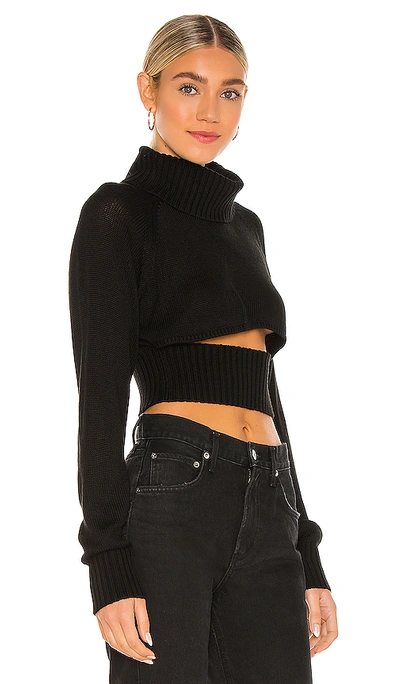 Shop Nbd Winston Cropped Turtleneck Sweater In Black