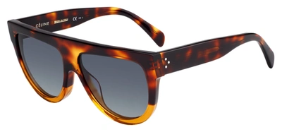 Shop Celine Cl 41026/s 0233  Oval Modified Sunglasses In Havana Brown
