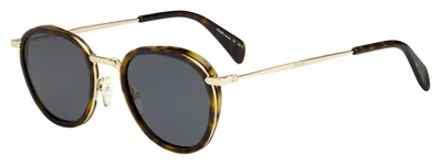 Shop Celine Cl 41423s 0ant Round Sunglasses In Dark Havana,gold