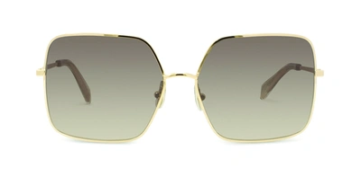 Shop Celine Cl40078u Rectangle Sunglasses In Gold