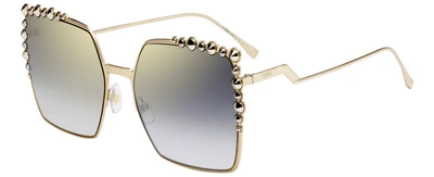 Shop Fendi Can Eye Ff 0259 J5g Fq Square Sunglasses In Gold