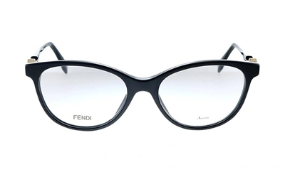 Shop Fendi Ff 0347 807 52 Oval Eyeglasses In Black