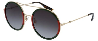 Shop Gucci Gg0061s W Round Sunglasses In Grey