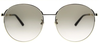 Shop Gucci Gg 0206sk 003 Round Sunglasses In Brown