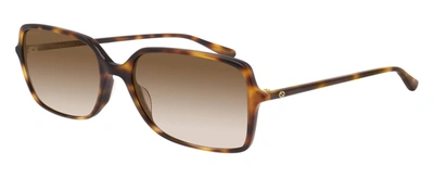 Shop Gucci Gg0544s M Rectangle Sunglasses In Brown