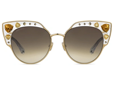 Shop Jimmy Choo Audrey/s Cateye Sunglasses In Gold