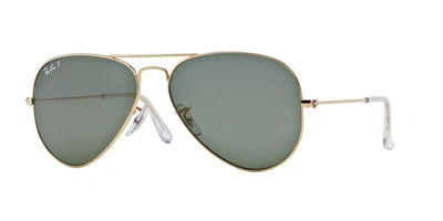 Shop Ray Ban 3025 Aviator Polarized Sunglasses In Green