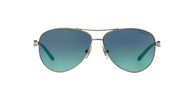 Shop Tiffany & Co 0tf3049b Aviator Sunglasses In Blue