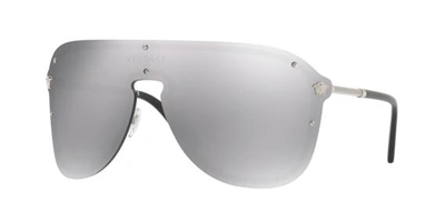 Shop Versace Ve2180 Shield Sunglasses In Silver