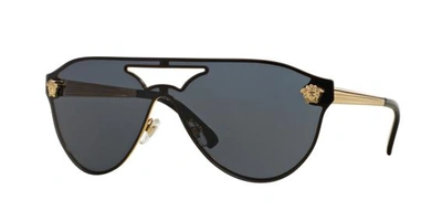 Shop Versace Ve2161 Shield Sunglasses In Grey