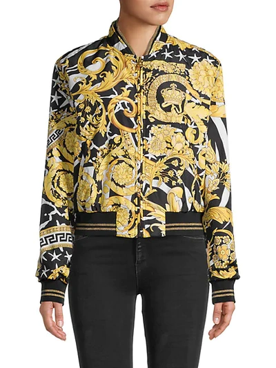 Shop Versace Printed Long-sleeve Jacket In Gold Print