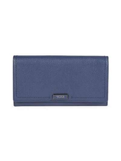 Shop Tumi Leather Envelope Wallet In Navy