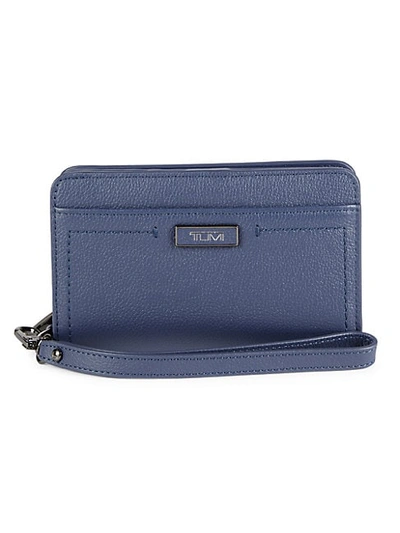 Shop Tumi Leather Zip-around Wallet In Navy