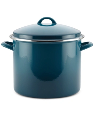 Shop Rachael Ray Enamel On Steel 12-qt. Covered Stockpot In Marine Blue
