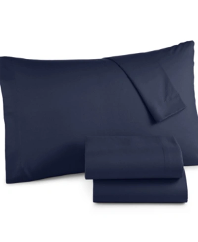 Shop Jessica Sanders Microfiber 4 Pc. Sheet Set, California King In Navy