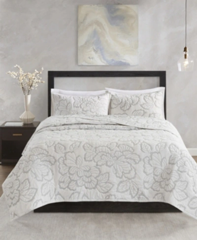 Shop Natori N  Kira Full/queen 3 Piece Cotton Coverlet Set Bedding In White