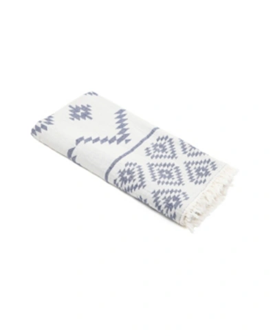 Shop Olive And Linen Aztec Turkish Towel / Throw In Navy