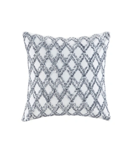 Shop Ink+ivy Riko Embroidered Cotton Decorative Pillow, 20" X 20" In Navy