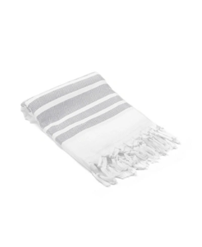 Shop Olive And Linen Herringbone Turkish Bath / Beach Towel In Gray