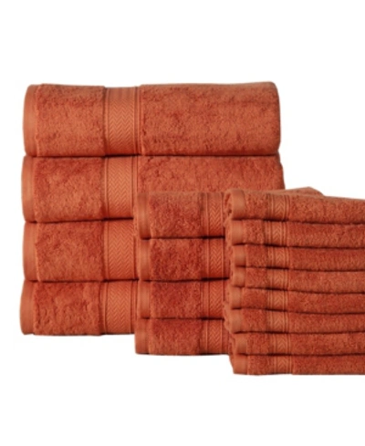 Shop Addy Home Fashions Soft And Absorbent Spa Quality Towel Set - 16 Piece Bedding In Orange