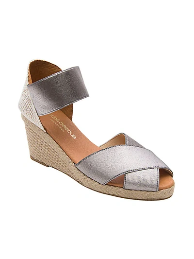 Shop Andre Assous Women's Erika Wedge Sandals In Pewter