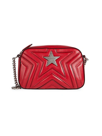Shop Stella Mccartney Vegan Leather Star-zip Crossbody In Red