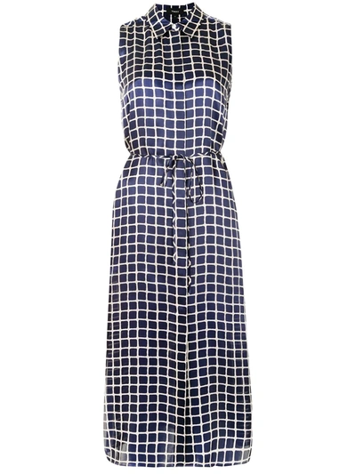 Shop Theory Square-pattern Sleeveless Dress In Blue