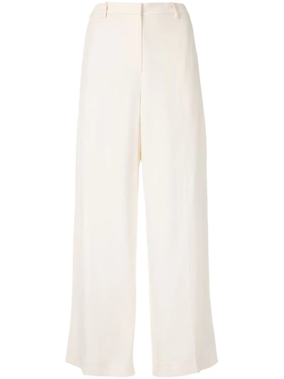 Shop Theory Wide-leg Cropped Trousers In White