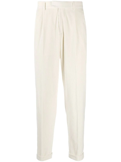 Shop Z Zegna Corduroy Tapered Trousers In Neutrals