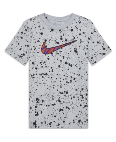 Shop Nike Big Boys Sportswear Printed T-shirt In Dark Gray Heather