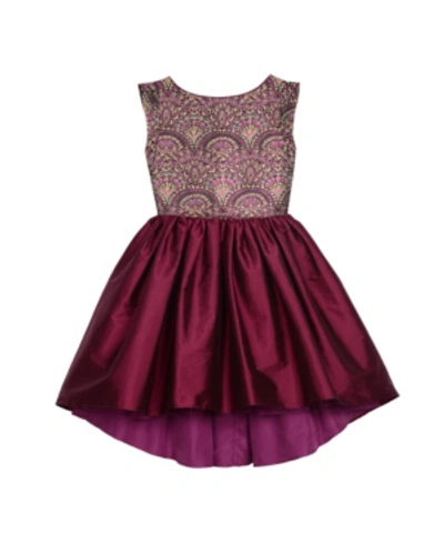 Shop Laura Ashley Belle By Badgley Mischka Big Girls Jacquard Bodice With Berry Skirt Dress In Dark Purple