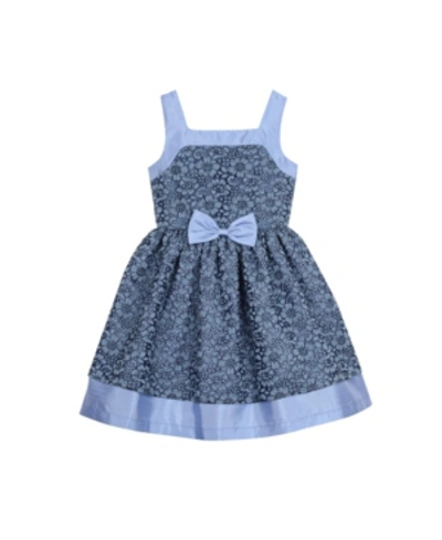 Shop Laura Ashley Belle By Badgley Mischka Big Girls Lace With Bow Skater Dress In Dark Blue