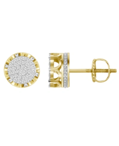 Shop Macy's Men's Diamond (1/6 Ct.t.w.) Earring Set In 10k Yellow Gold