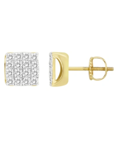 Shop Macy's Men's Diamond (3/4 Ct.t.w.) Earring Set In 10k Yellow Gold
