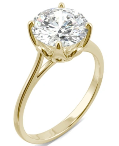 Shop Charles & Colvard Moissanite Round Solitaire Ring (2-3/4 Ct. Tw. Diamond Equivalent) In 14k White Gold Or 14k Yellow G In Yellow Gold