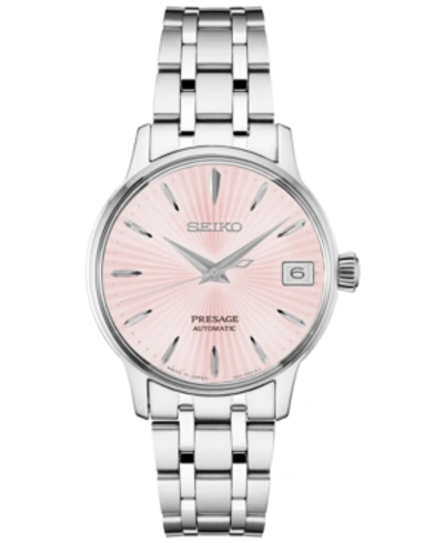 Shop Seiko Women's Automatic Presage Stainless Steel Bracelet Watch 33.8mm In Pink