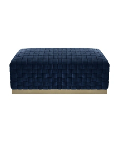 Shop Nicole Miller Satine Woven Bench With Metal Base In Navy