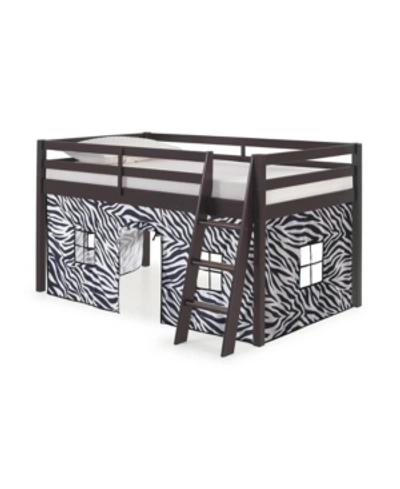 Shop Alaterre Furniture Twin Roxy Junior Loft Tent In Espresso With Zebra Print