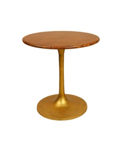 Furniture Alden Wood Top Round Dining Table In Gold-tone
