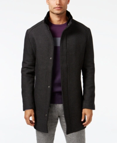 Shop Alfani Men's Mock Collar Textured Top Coat, Created For Macy's In Charcoal