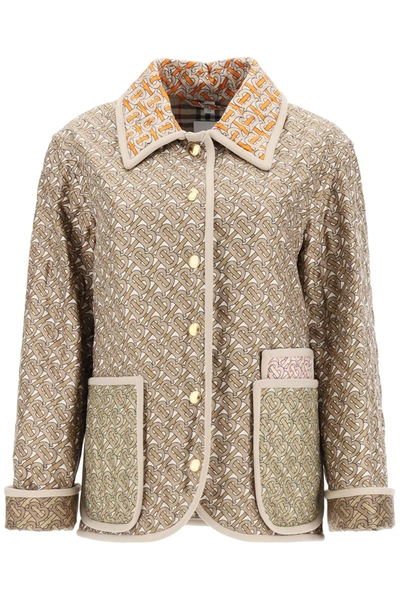 Shop Burberry Quilted Monogram Jacket In Archive Beige (beige)